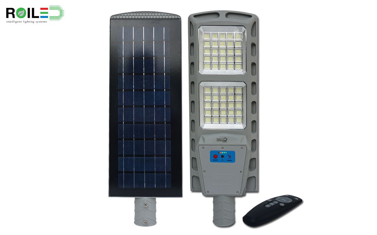 Đèn đường 200W năng lượng mặt trời tấm pin liền thể cao cấp Roiled RL-200W siêu sáng